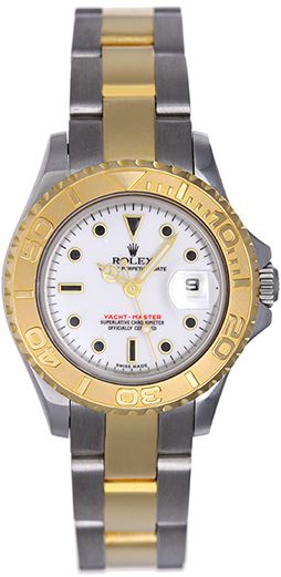 Rolex Ladies Yacht-Master 2-Tone Watch 69623 White Dial