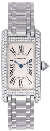 Cartier Tank Americaine Ladies 18K Diamond Watch Wb7018L1 