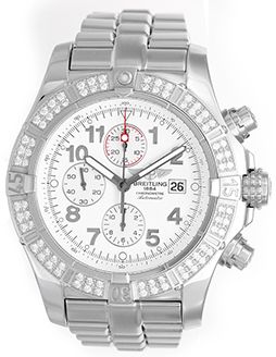 Breitling  Super Avenger Acier Men's Diamond Watch - Recent Factory Service A1337053