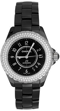 Chanel J12 Automatic Black Diamond Dial Black Ceramic Men's Watch H2024