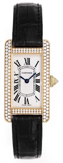 Cartier Ladies Diamond Tank Americaine 18k Yellow Gold Watch WB707231
