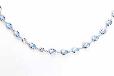 Stunning Blue and White Topaz 18k White Gold  Necklace
