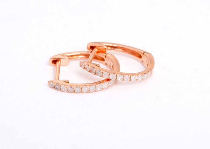 Rose Gold Mini Huggie Hoop Earrings with Sparkling Diamonds