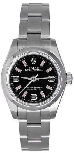 Rolex Ladies Oyster Perpetual No-Date Pink Index Stainless Steel Watch 176200BKAPSO