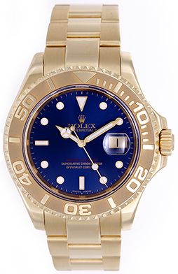 Rolex Yacht-Master 18k Yellow Gold Watch Blue Dial 16628 