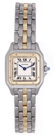 Cartier Panther Ladies Stainless Steel & 18k Yellow Gold 1-row