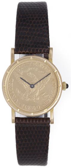 Corum $5 18k Yellow Gold 1880 Ladies Coin Watch