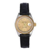 Rolex Ladies 2-Tone Datejust Watch 69173 Champagne Tapestry Dial