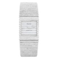 Piaget Emperador 18K White Gold Bark Mens Watch