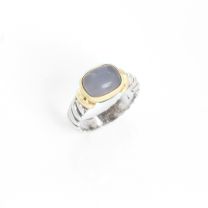 David Yurman Sterling silver & 14 karat yellow gold Chalcedony Ring Size 6