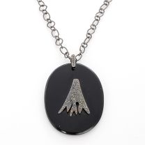 Boho Oxidized Sterling Silver, Black Diamond, and Onyx Necklace