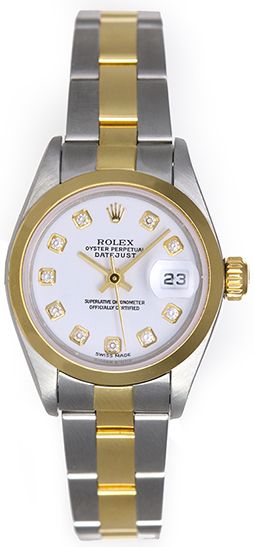 Rolex Ladies Datejust Steel & Gold Watch 79163 White Diamond Dial