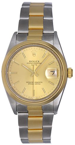 Men's Steel & Gold Rolex Date Watch 15203 Champagne Dial