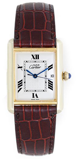 Must de Cartier Unisex Tank Gold Plaque on Leather Band 