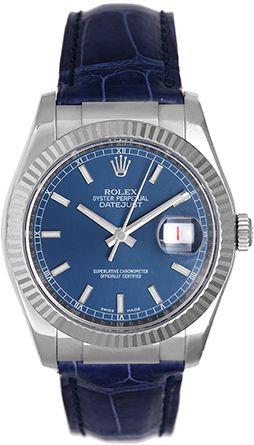 Rolex Datejust 18K White Gold Men's Watch 116139 Blue Dial