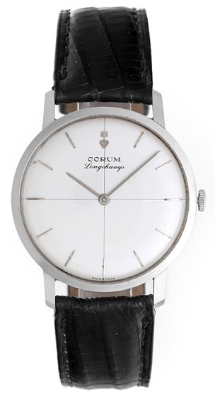 Corum Longchamp Thin Stainless Steel Watch on Leather Band 