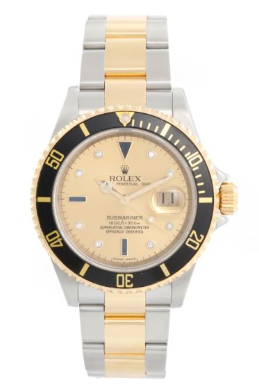 Rolex Submariner Men's Watch With Serti Diamond Dial 16613