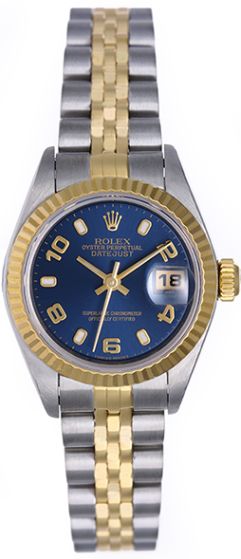 Rolex Ladies Datejust 2-Tone Steel & Gold Watch 79173 Blue Dial