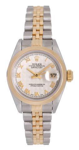 Ladies Rolex Datejust 2-Tone Watch 79163 Ivory Pyramid Dial