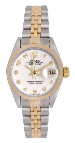 Ladies Rolex Datejust Watch with 18k Yellow Gold Fluted Bezel 79173