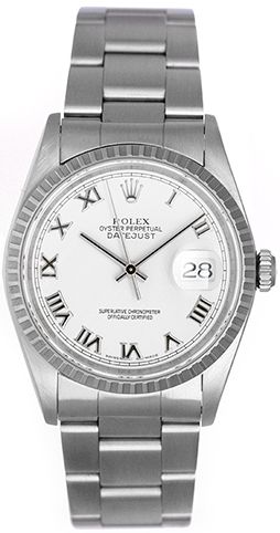 Rolex Datejust Men's Stainless Steel Watch 16220 White Dial