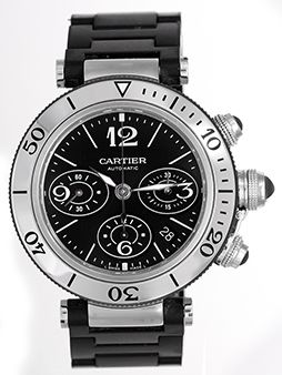 Cartier Pasha Seatimer Chronograph Extra Large Black Face Watch