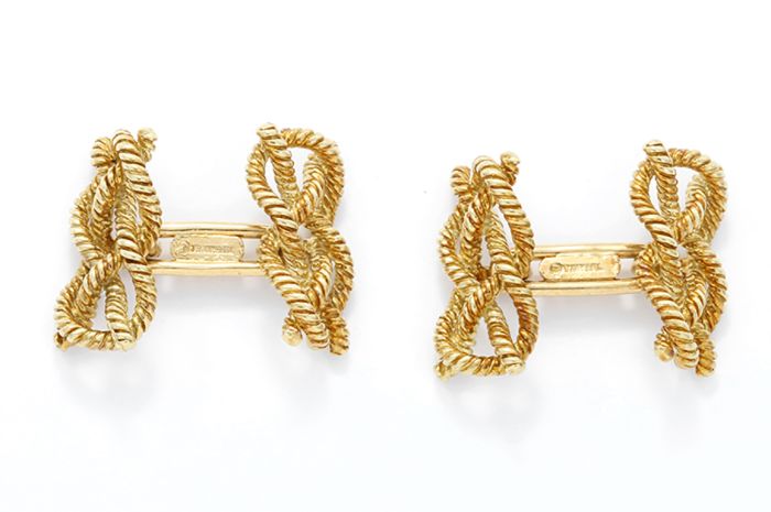 Ralph Lauren for Tiffany & Co. 18k Yellow Gold Knot Cuff Links 
