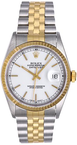 Rolex Datejust Men's 2-Tone Watch 16233 White Dial
