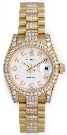 Ladies Rolex President 18k Gold & Diamond Watch 179158
