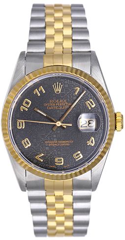 Rolex Datejust Men's 2-Tone Watch 16233 Black Jubilee Dial