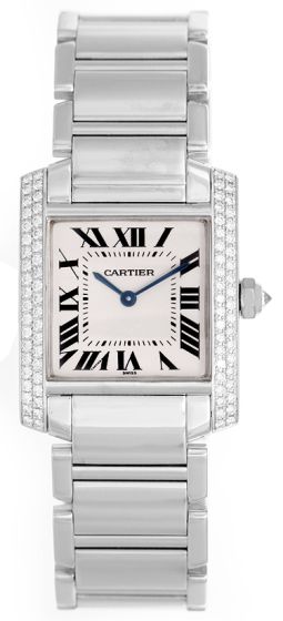 Cartier Tank Francaise Midsize 18k White Gold Ladies Watch WE1018S3