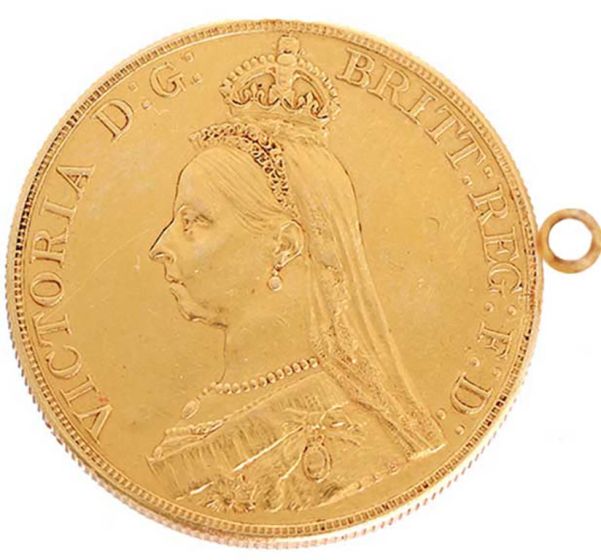 Janesich Great Britain Sovereign 1887 British Coin Pocket/Pendant Watch