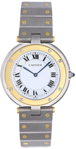 Cartier Santos Round 2-Tone Midsize Watch White 