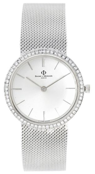 Baume & Mercier 14k White Gold Men's Watch with Diamond Bezel