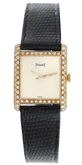 Piaget Vintage 18k Yellow Gold & Diamond Ladies  Dress Watch on Strap Band