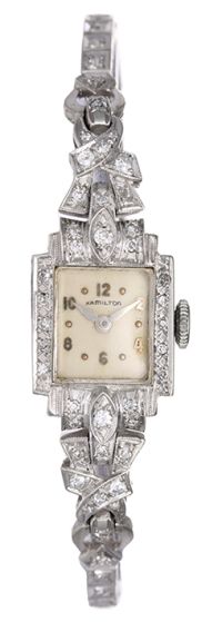 Ladies Vintage Hamilton White Gold & Diamond Ladies Watch