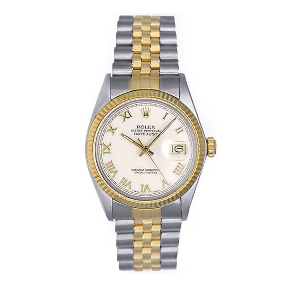 Højttaler Mart Asien Rolex Datejust 2-Tone Steel & Gold Men's Watch Roman Dial 16013