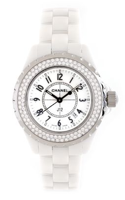 Chanel J12 Ladies White Diamond Quartz Watch H0967