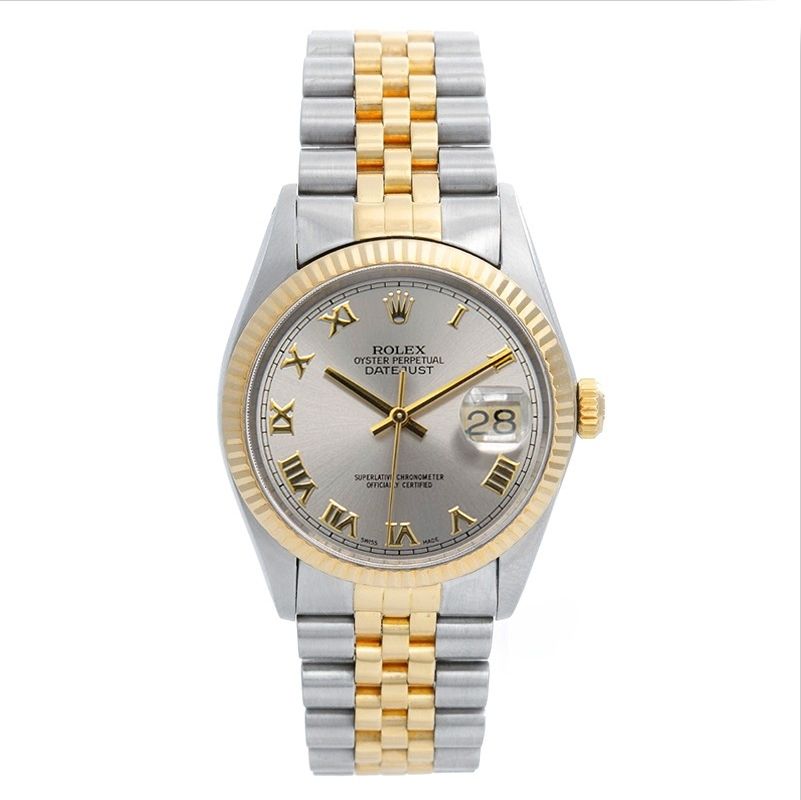 Rolex Datejust Diamond Dial Steel Yellow Gold Mens Watch 16233 Box