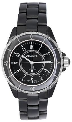 H0950 J12 Chanel Ceramic Black Ceramic Diamond Bezel Womens