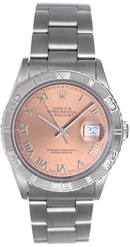 Hollow pude Sinis Rolex Turnograph Men's Stainless Steel Watch 16264 Salmon Dial