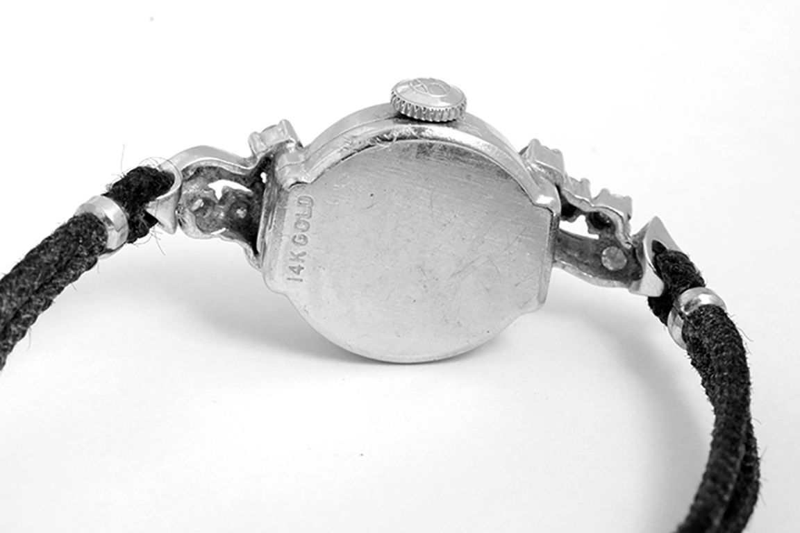 Vintage Ladies Hamilton 14k White Gold & Diamond Watch