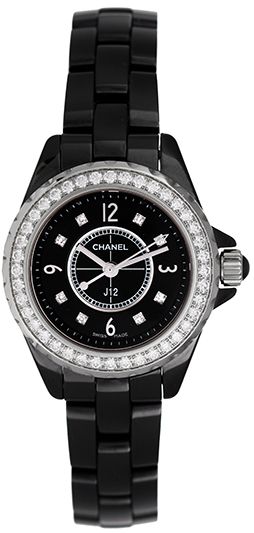 Chanel J12 Black Ceramic Diamond 29mm Watch H2571