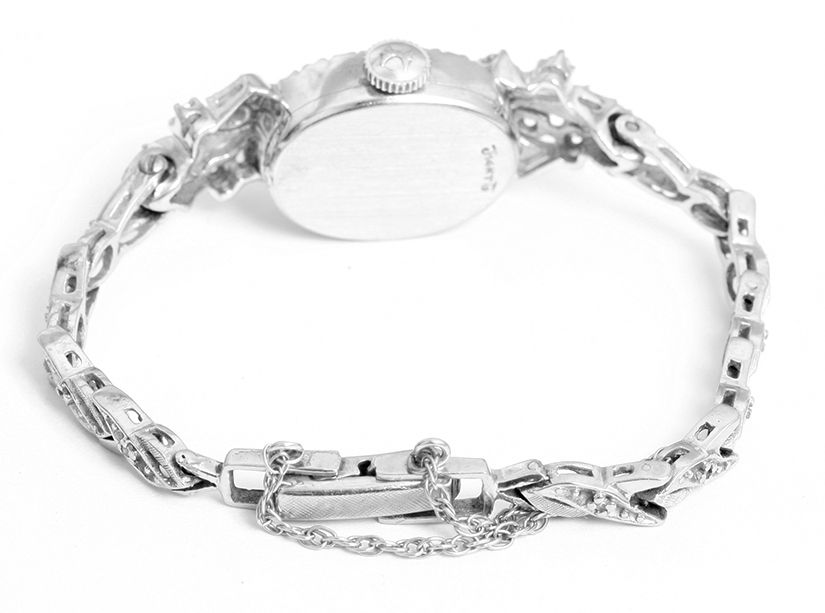 Hamilton Vintage 14k White Gold & Diamond Ladies Watch