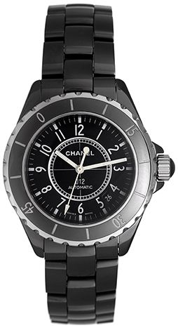 CHANEL J12 Black Ceramic Automatic Midsize Unisex Watch - H0685