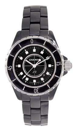 Chanel J12 Black Ceramic Diamond Quartz Watch H1625