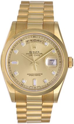 Rolex President Day Date Champagne Diamond Dial Men s Watch 118208