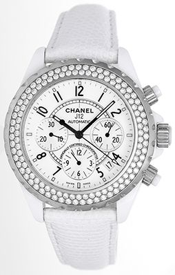 Chanel J12 H1008 White Ceramic Factory Diamond Bezel Unisex Watch 41MM, Chanel