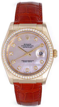 Rolex Datejust Gold Diamonds Mother of Pearl Watch 116188