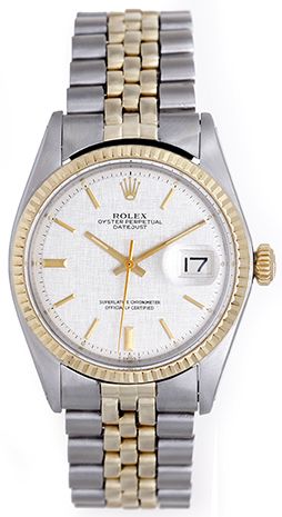 Rolex Datejust Mens 2Tone Gold Stainless Steel Watch with Silver Dial 1601